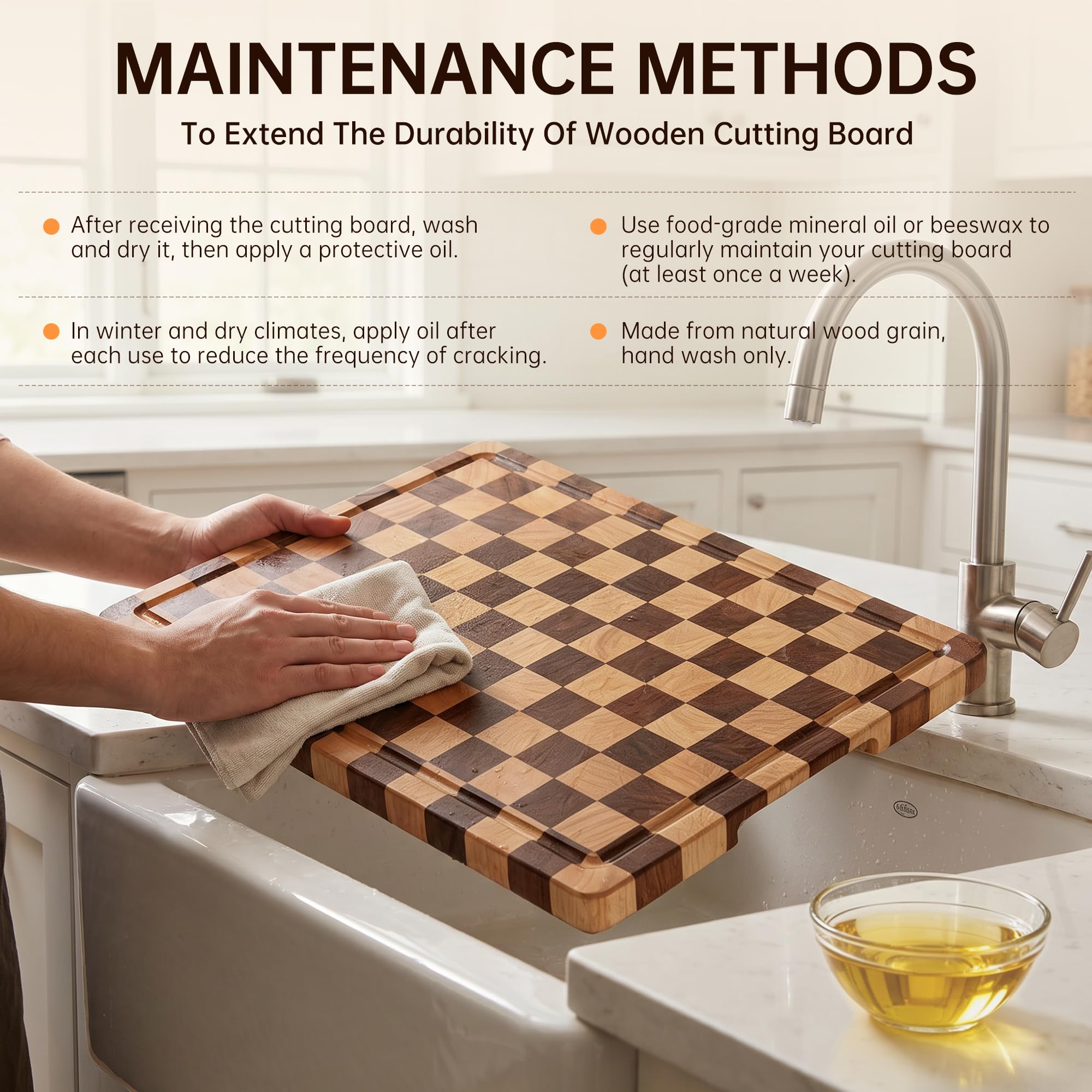 thetchry texture finish oiled surface highlighting smooth, food-safe finish