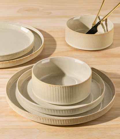 theterra salad plate stack side view showing stackability and space-saving benefit