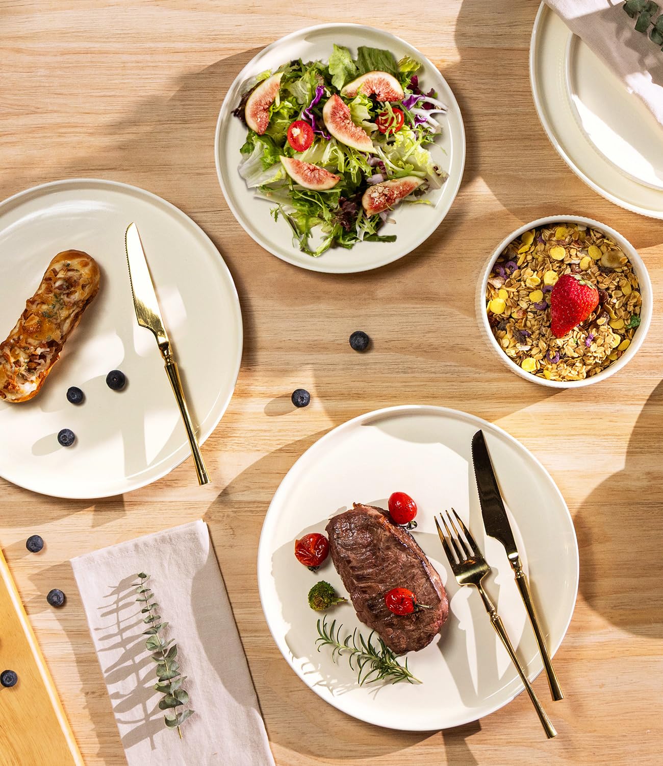 theterra stacked salad plates showing space-saving stackability and organized storage benefit