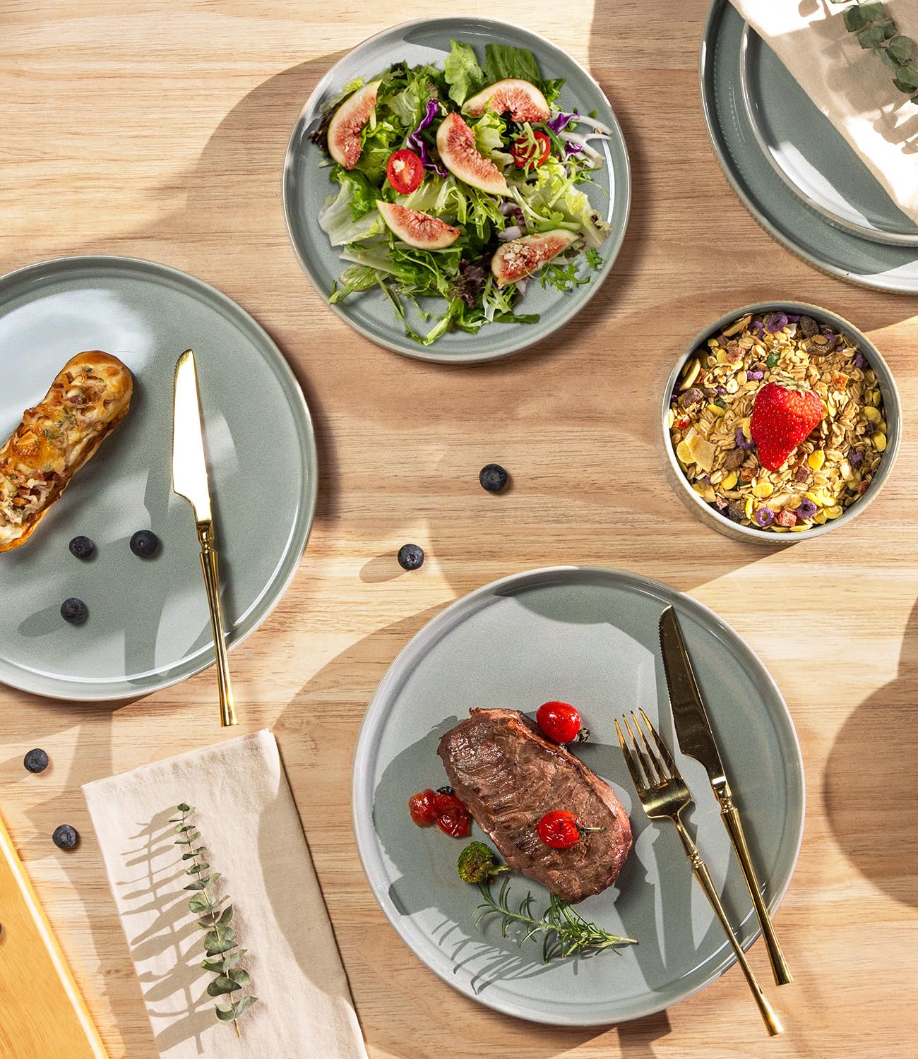 theterra stacked plates and bowls demonstrating space-saving stackability for kitchens