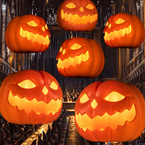 Thigreact front view of six floating pumpkins showing included hook benefits