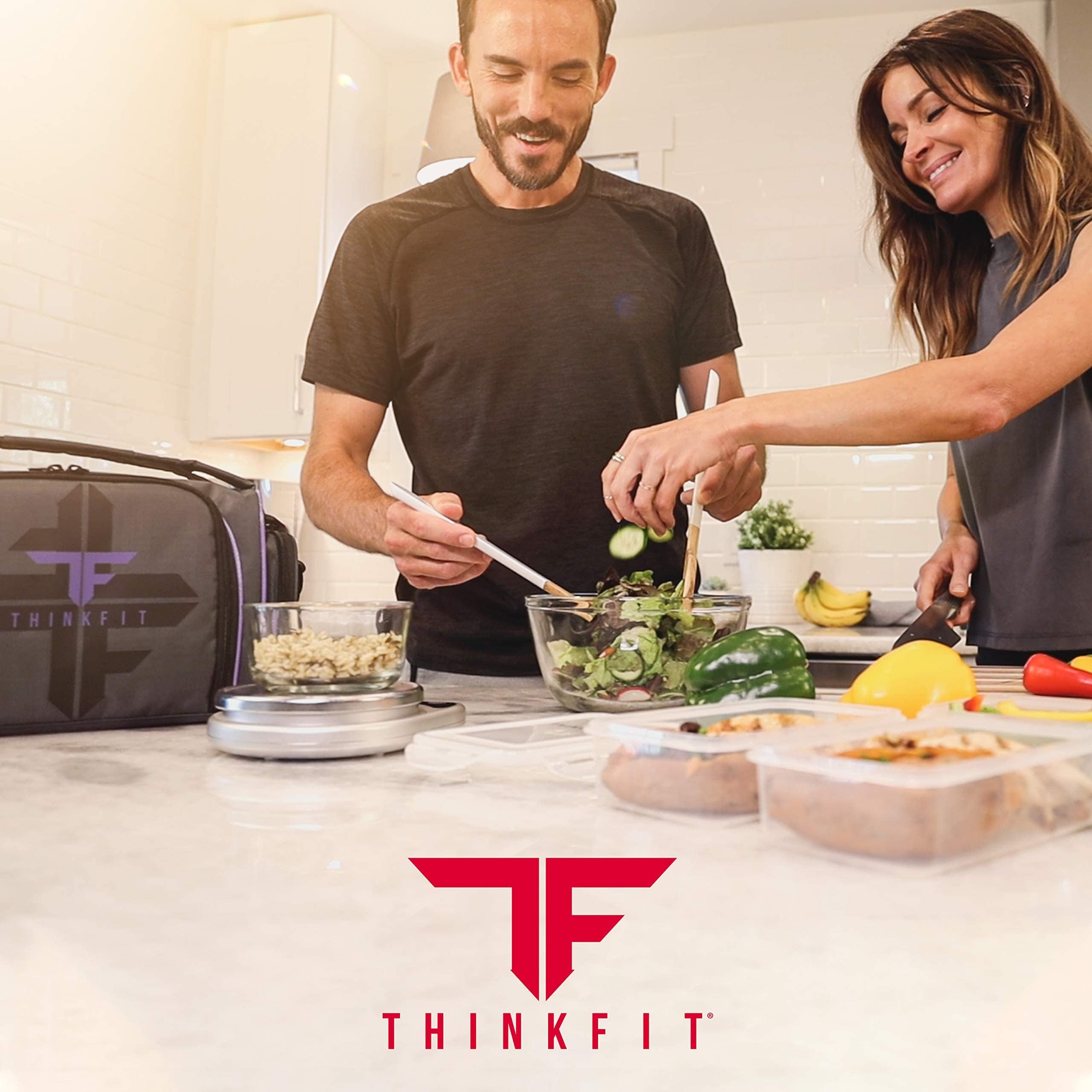 ThinkFit packed dinner in bag illustrating ready-to-go balanced meals