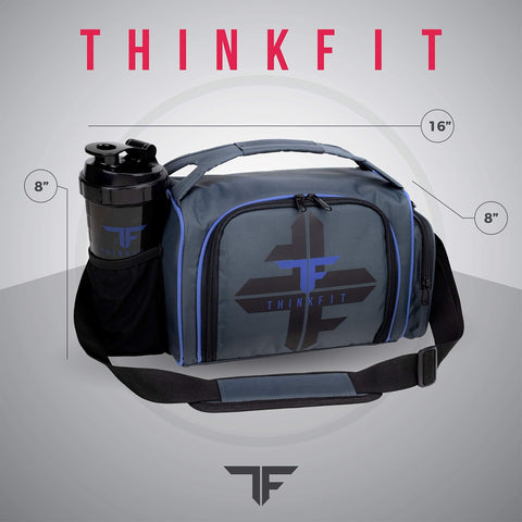 ThinkFit label and material close-up showing microwave, freezer, dishwasher-safe icons