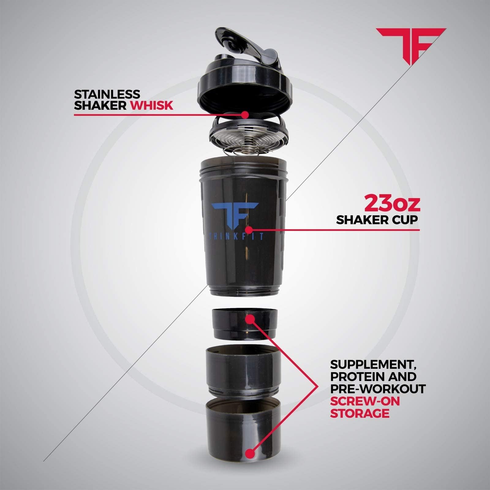 ThinkFit size comparison with water bottle showing compact everyday scale