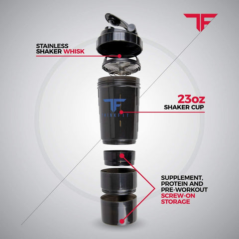 ThinkFit size comparison with water bottle showing compact everyday scale