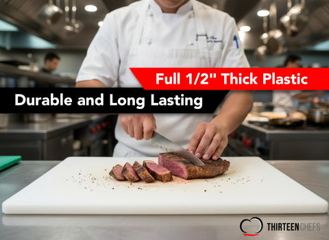 Thirteen Chefs arranged boards by color demonstrating quick visual food separation