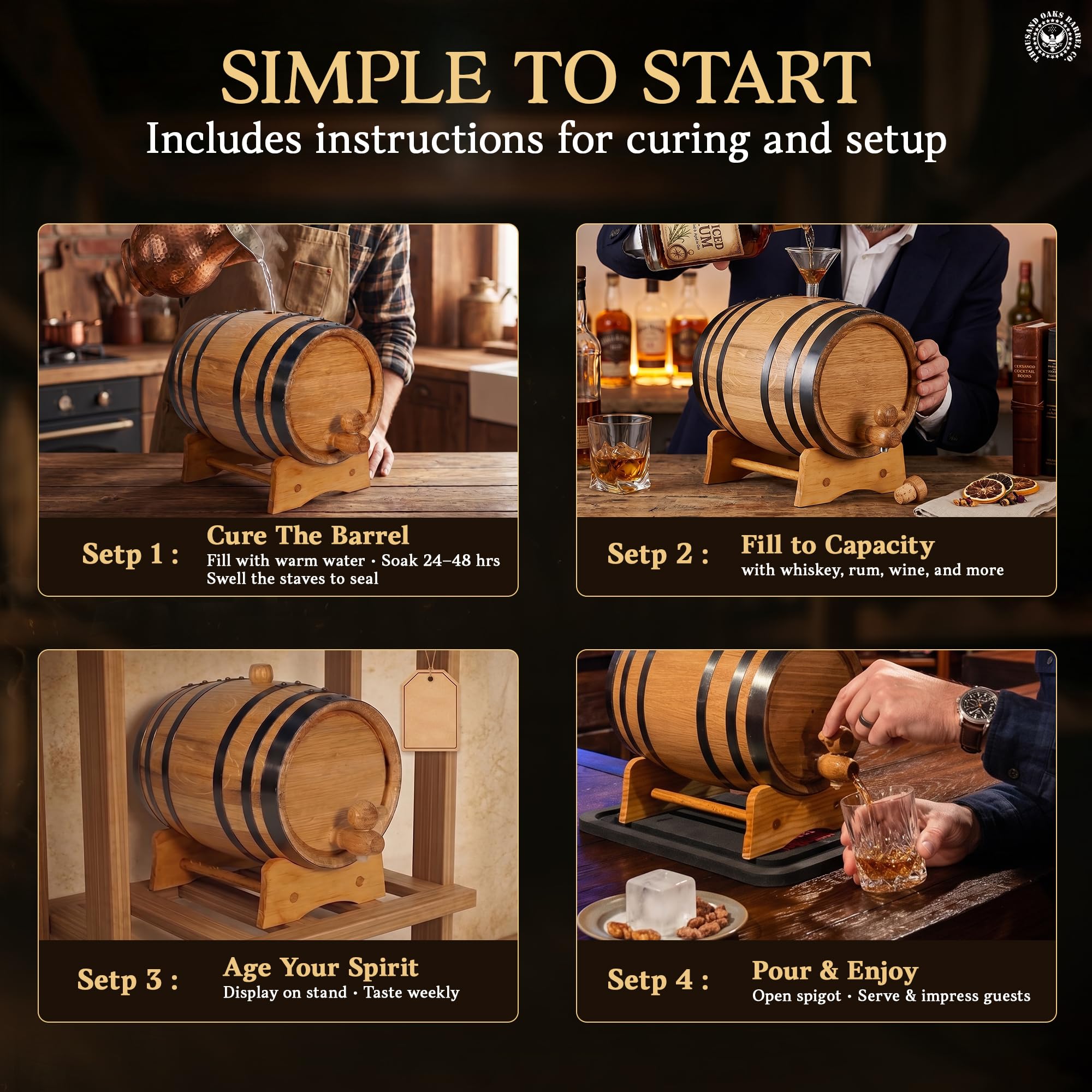 THOUSAND OAKS BARREL kit with Bootlegger's Bible and accessories for quick start