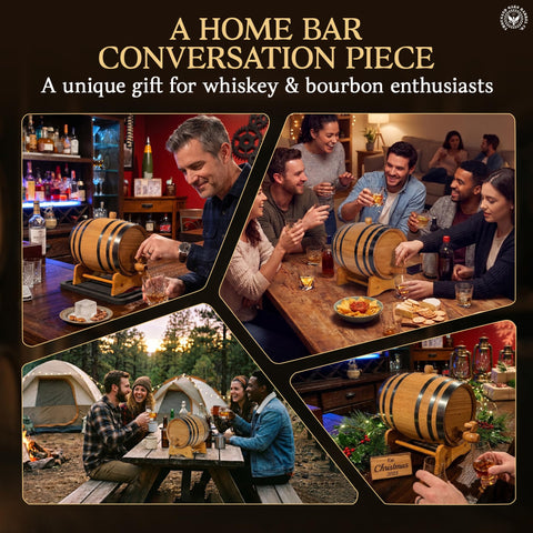 THOUSAND OAKS BARREL staged on home bar to show decorative and functional appeal