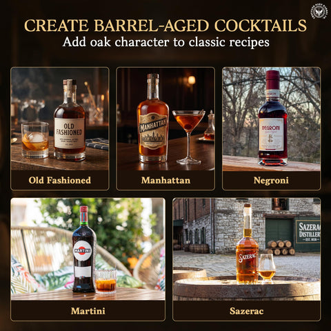 THOUSAND OAKS BARREL pouring aged spirit into glass showcasing enhanced cocktails
