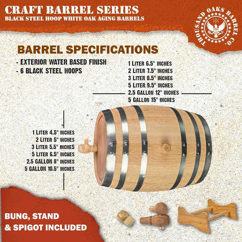 THOUSAND OAKS BARREL beside standard bottle to show compact 1 liter scale