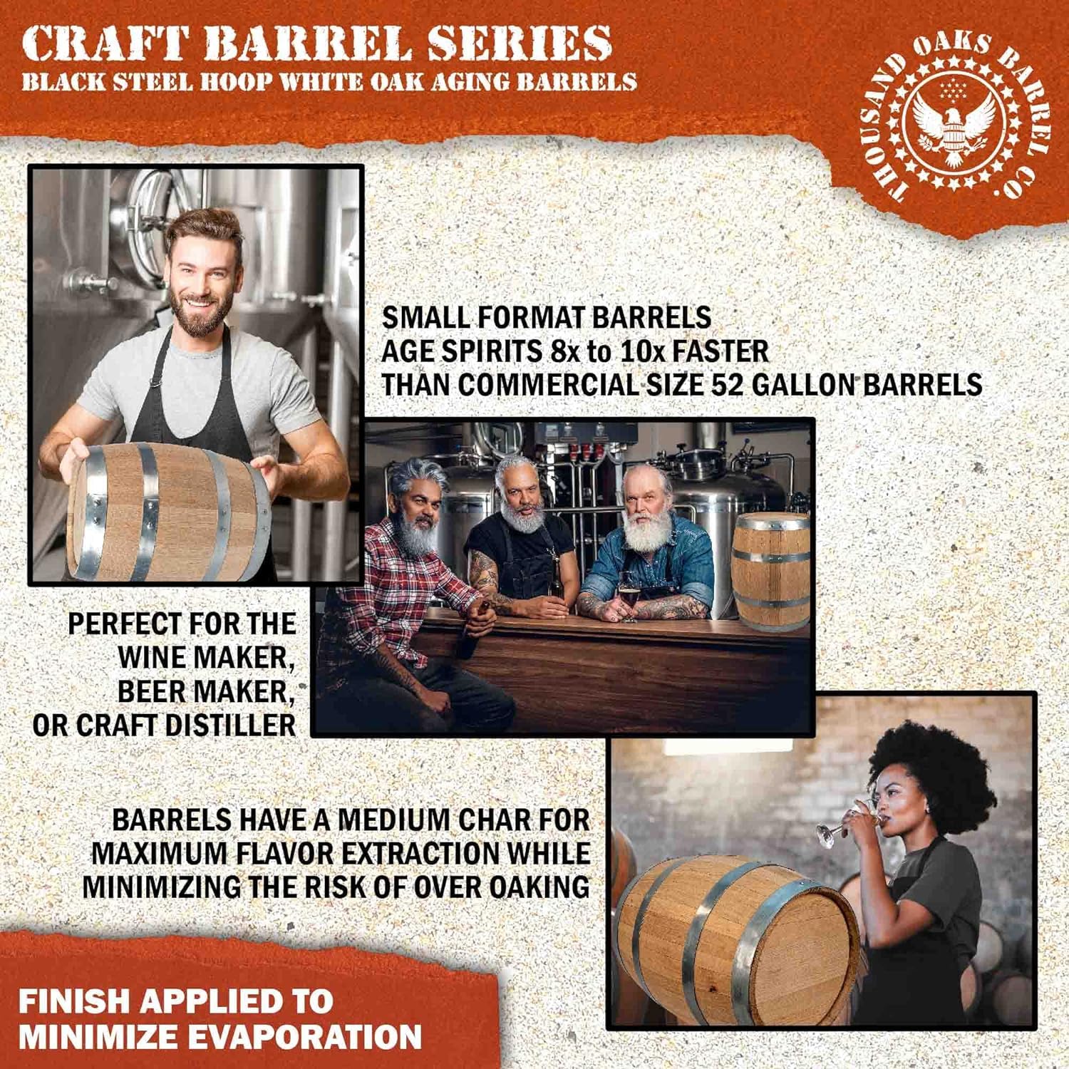 THOUSAND OAKS BARREL included funnel and instructions to simplify setup