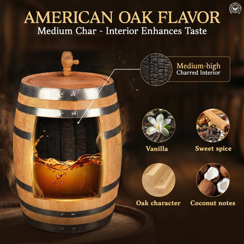 THOUSAND OAKS BARREL on wooden stand with spigot for easy dispensing