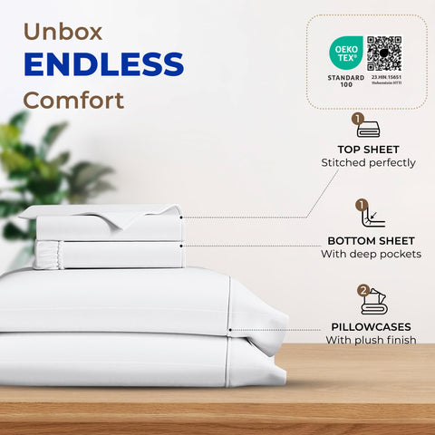 THREAD SPREAD fitted sheet deep pocket detail demonstrating secure fit on tall mattresses
