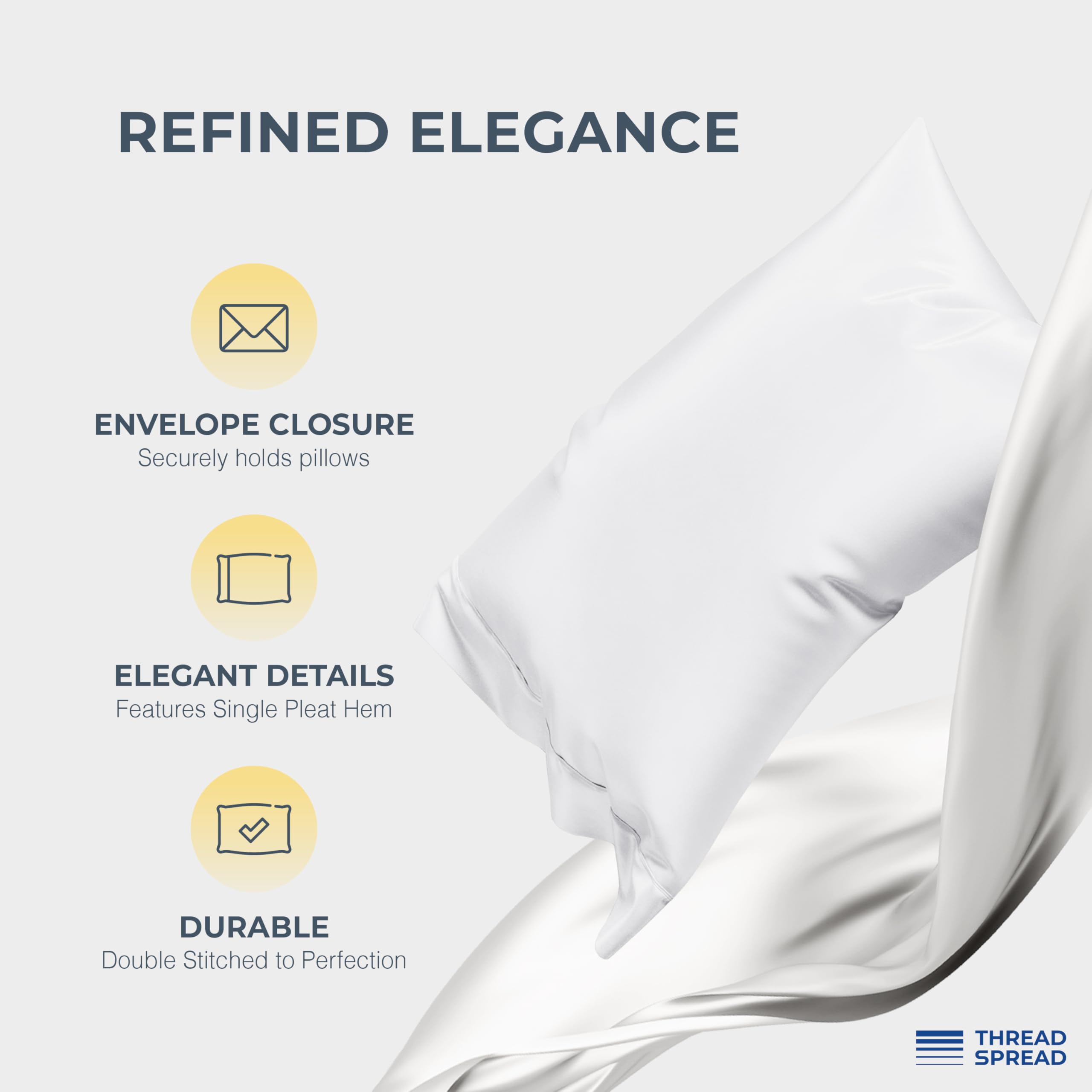 THREAD SPREAD flat sheet draped over bed illustrating generous coverage and drape