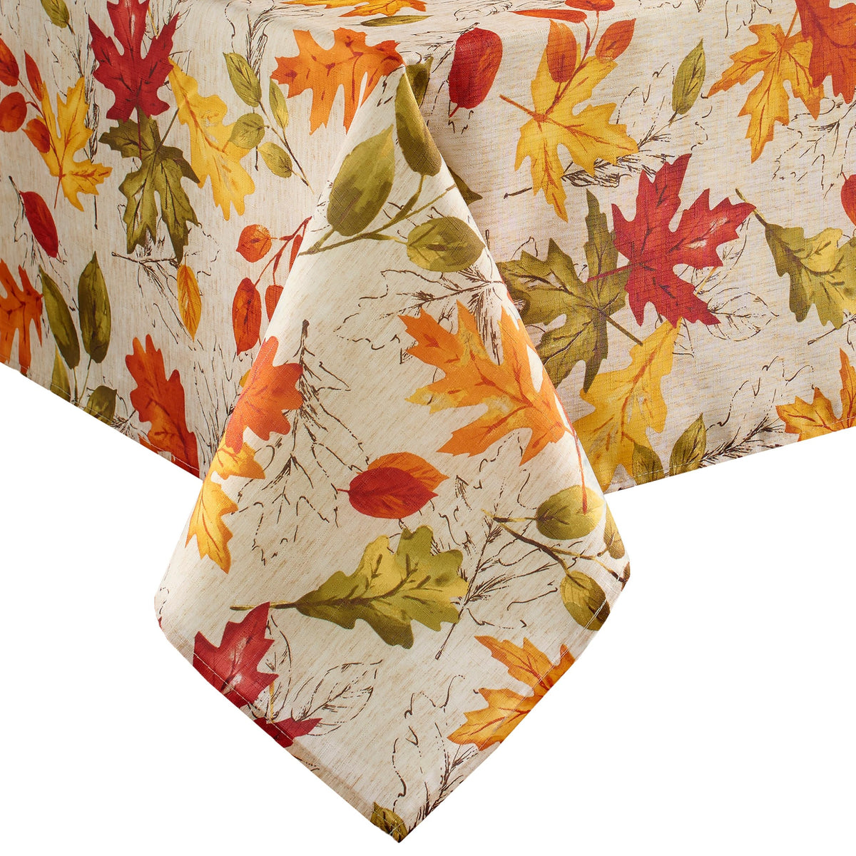 Threadmade full table view showing fall leaves print and elegant protection