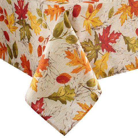 Threadmade full table view showing fall leaves print and elegant protection