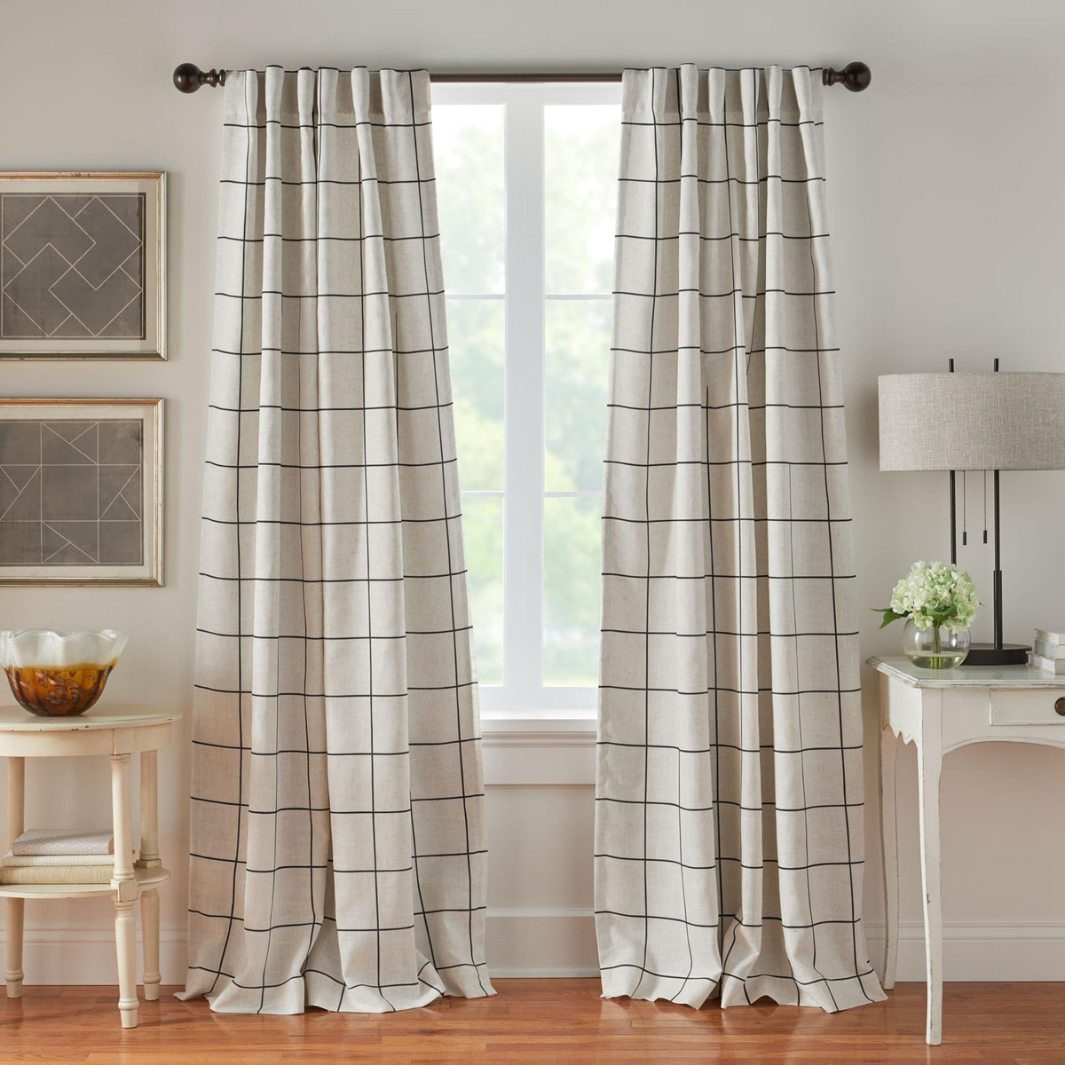 Threadmade front view of Brighton panel showing plaid and blackout benefits