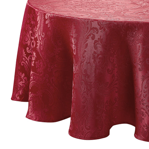 Threadmade Caiden front view on oval table showing elegant red finish and refined ambiance