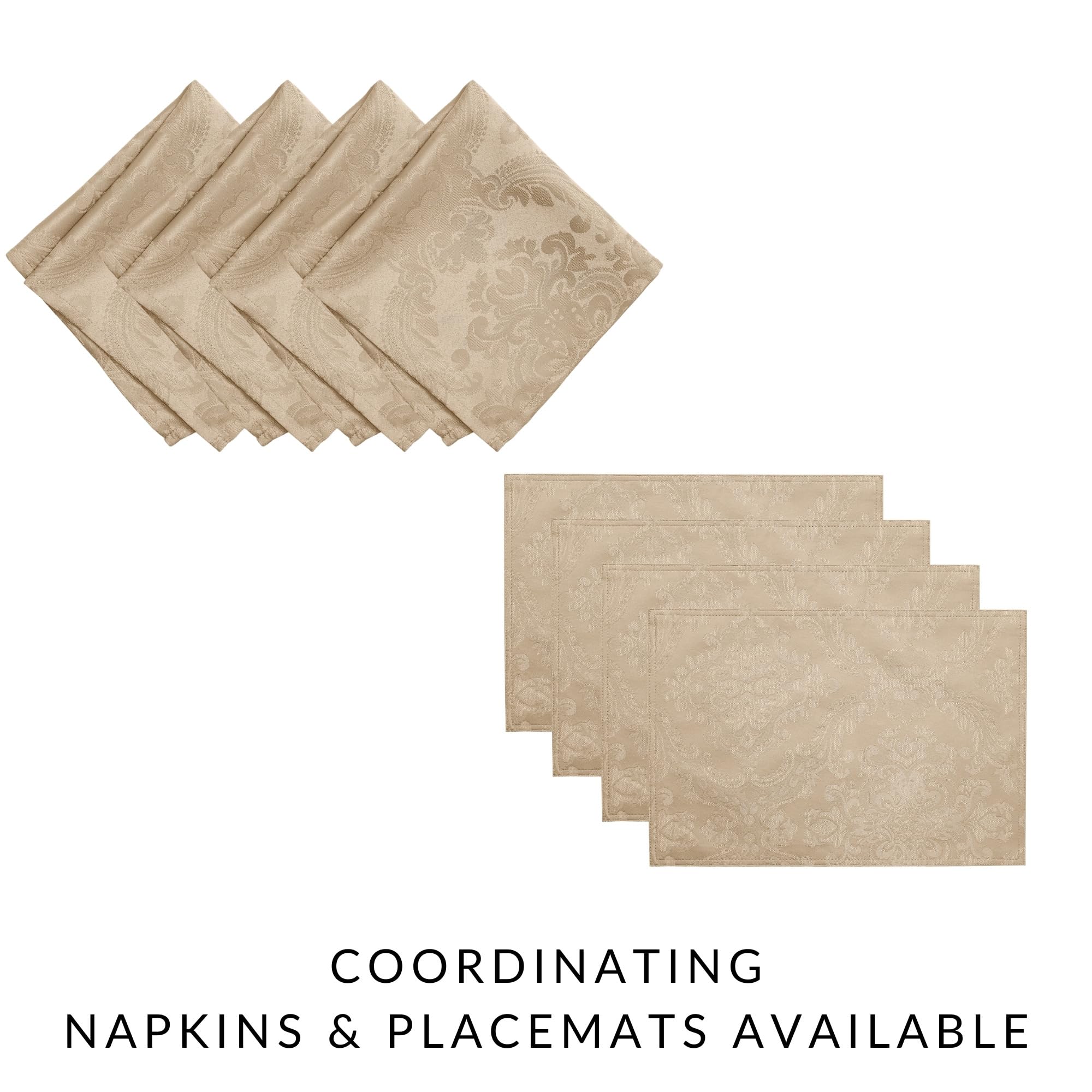 Threadmade Caiden draped on oval dining table demonstrating coverage and water-resistant benefit