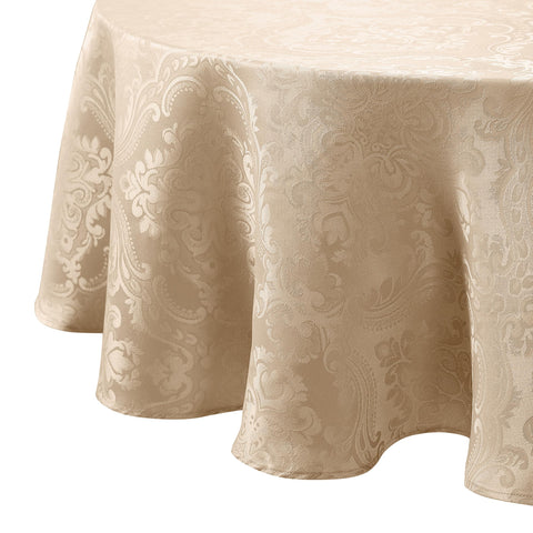 Threadmade Caiden taupe front view showing elegant damask and clean finish for refined tablescapes