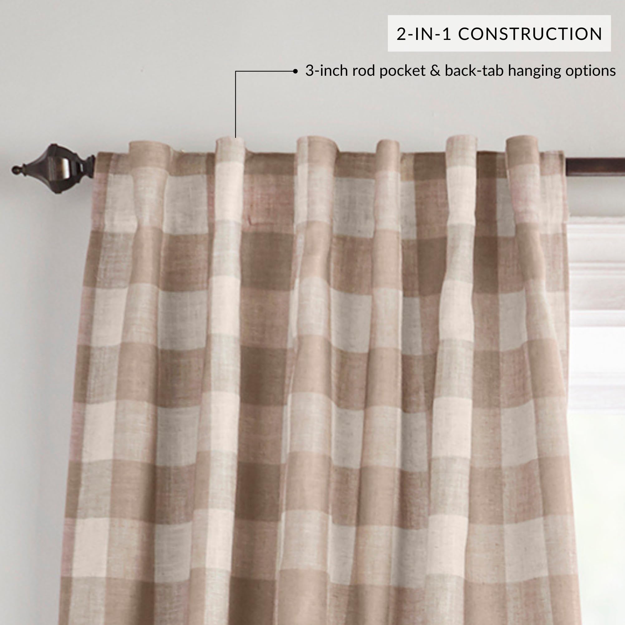 Threadmade Grainger sewn-in off-white blackout liner edge showing room-darkening benefit