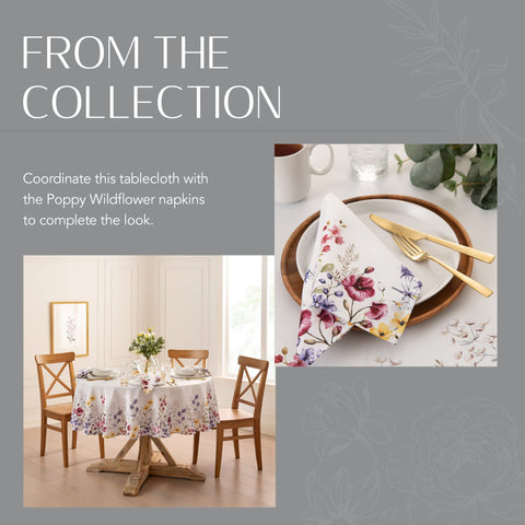 Threadmade cloth on table with chairs to show 60 by 84 inch scale and proper drop