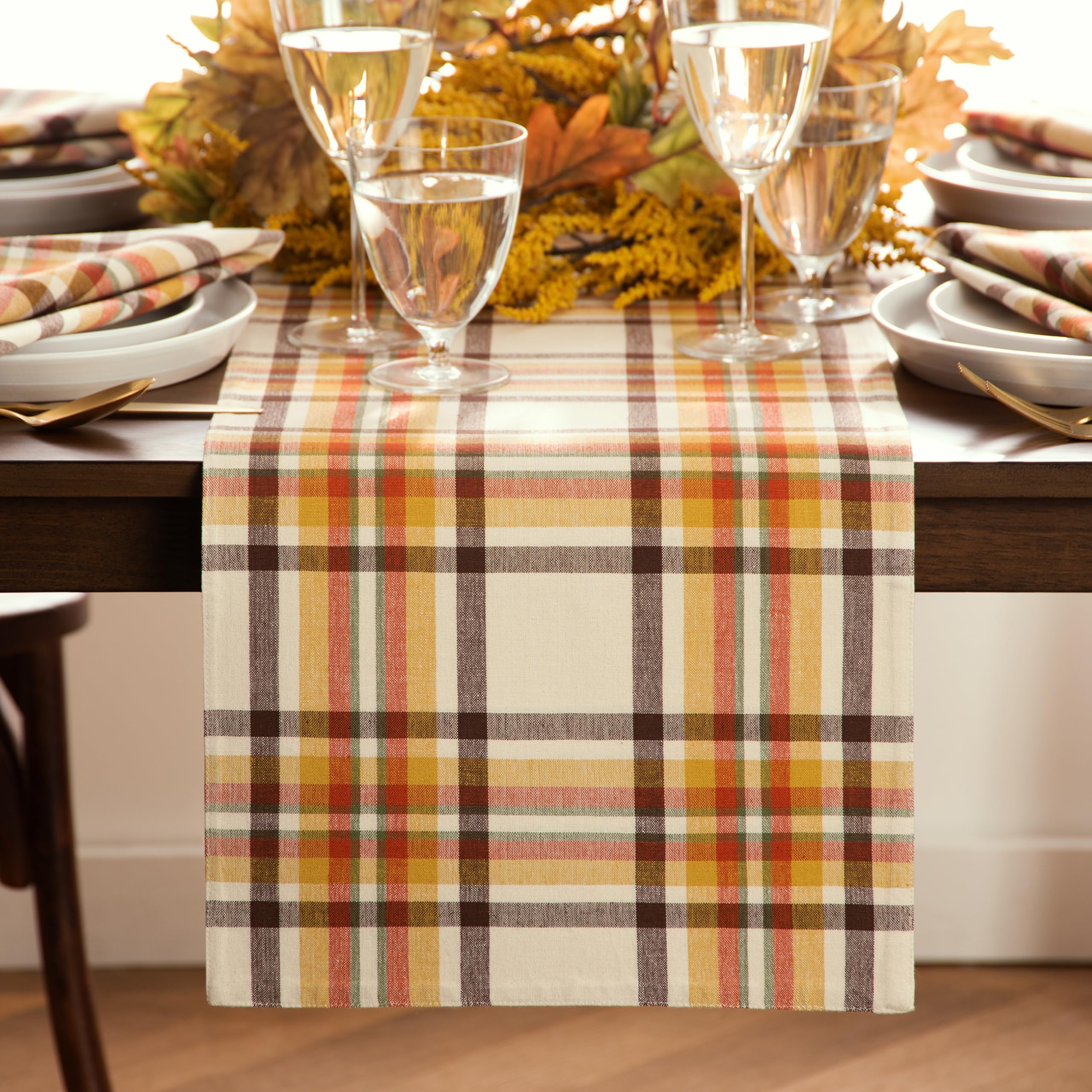 Threadmade runner in family dining scene delivering cozy fall ambiance