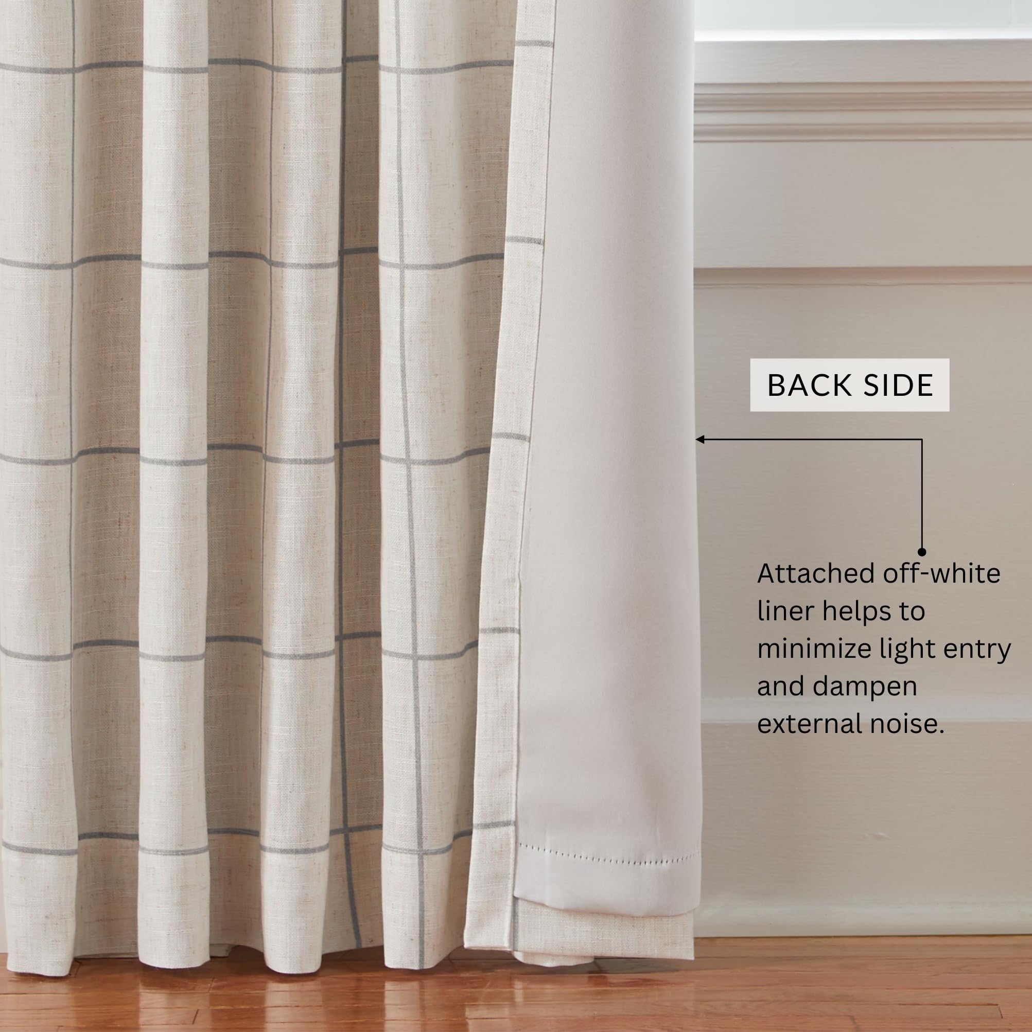 Threadmade panel beside chair showing 52x84 size and scale in room