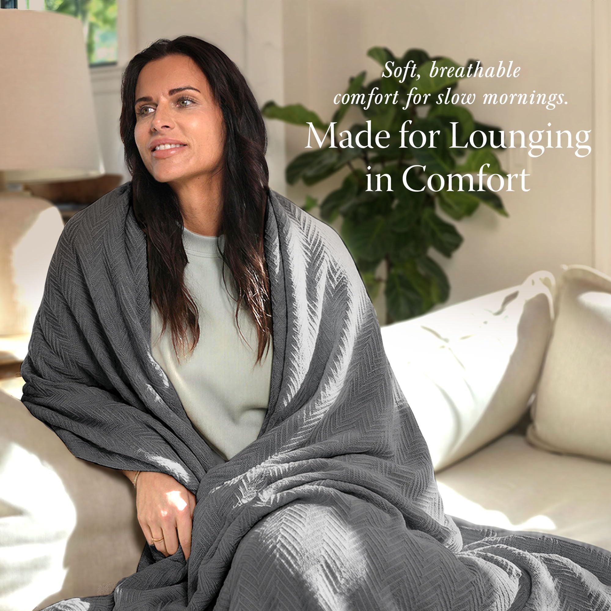Threadmill on king bed displays full-size coverage and elegant styling