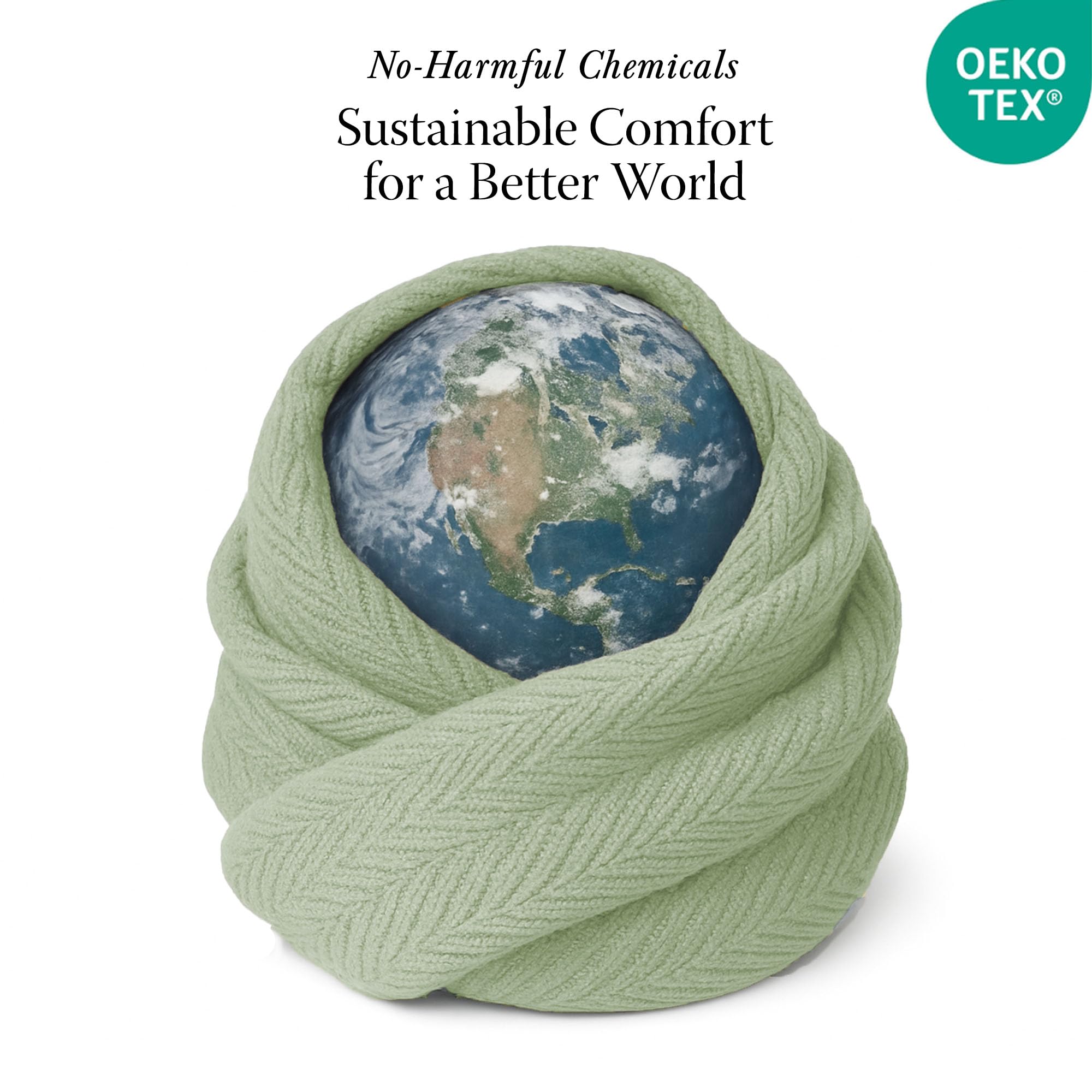Threadmill blanket beside pillow showing queen size scale