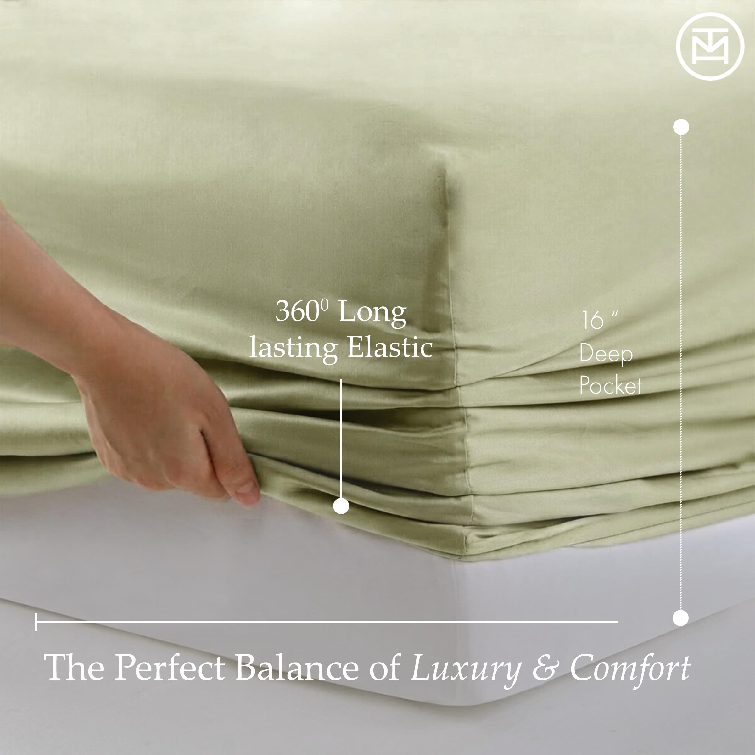 Threadmill fitted sheet deep pocket close-up demonstrating secure fit