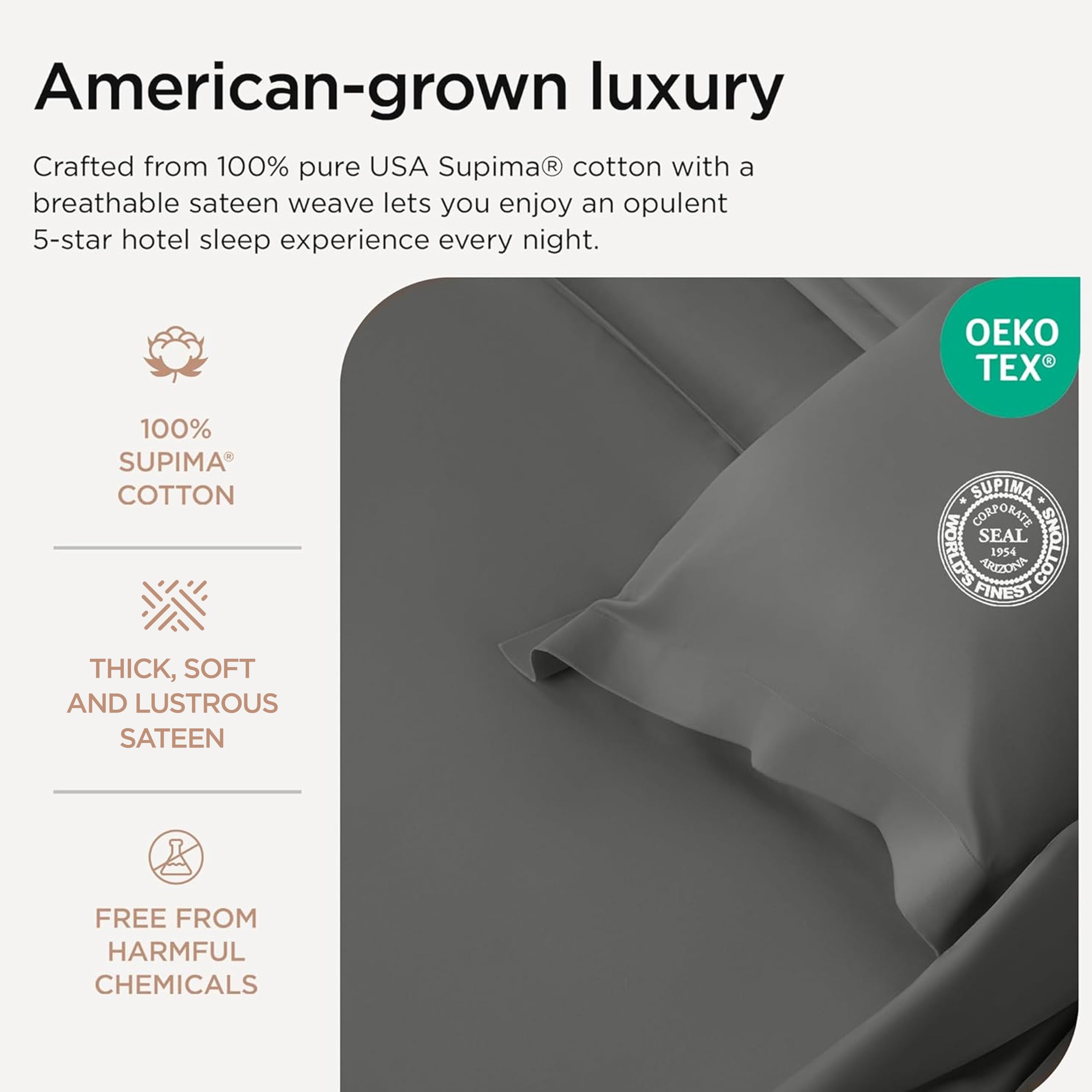 Threadmill fitted sheet deep pocket detail demonstrating secure fit on thick mattresses