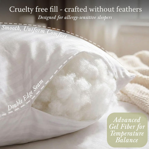 Threadmill pillows on bed styled for a hotel-like comfortable appearance