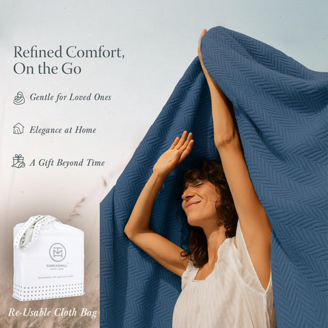 Threadmill blanket next to measuring tape to show true 90 by 92 inch scale