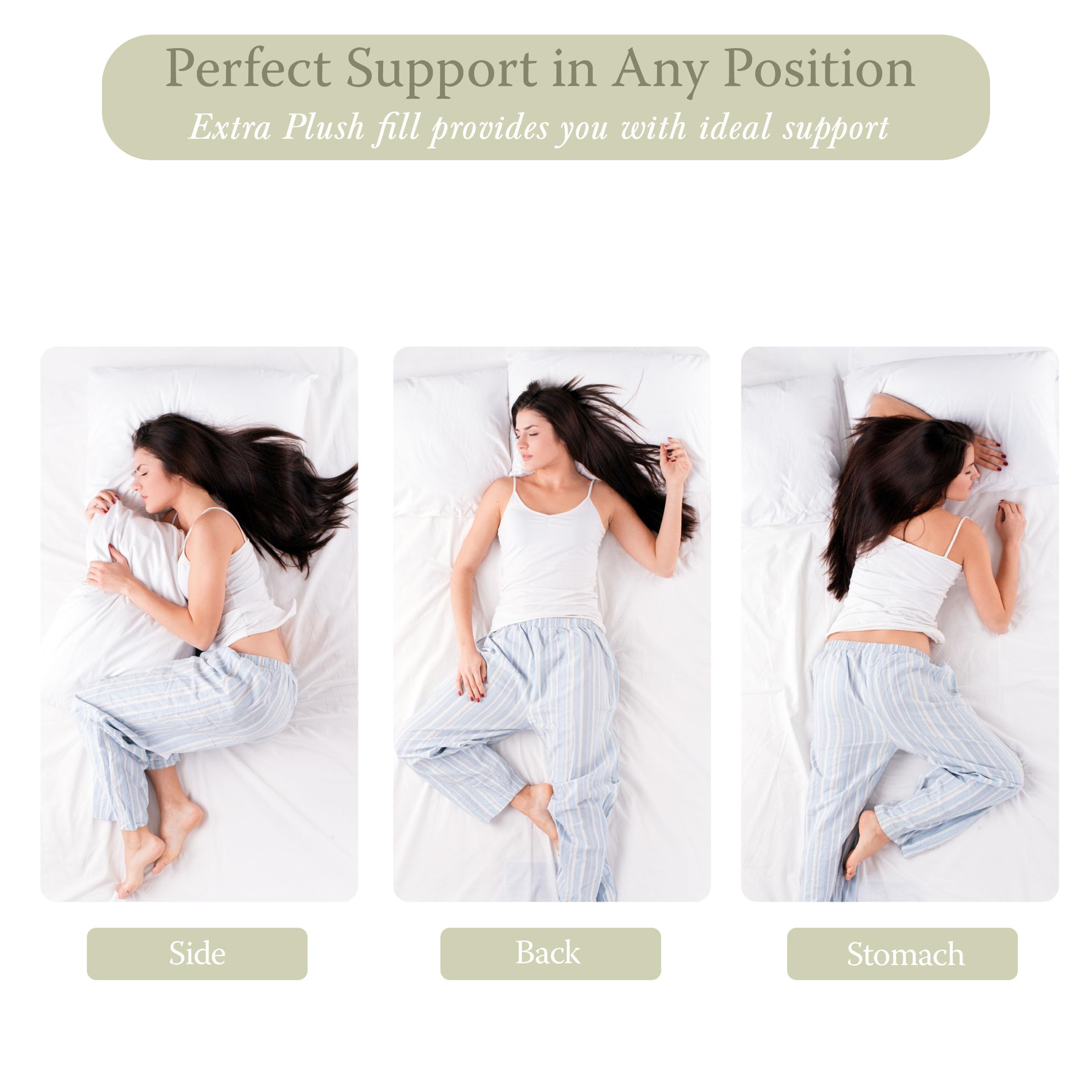 Threadmill pillows next to ruler showing 20x30 inch queen size accuracy