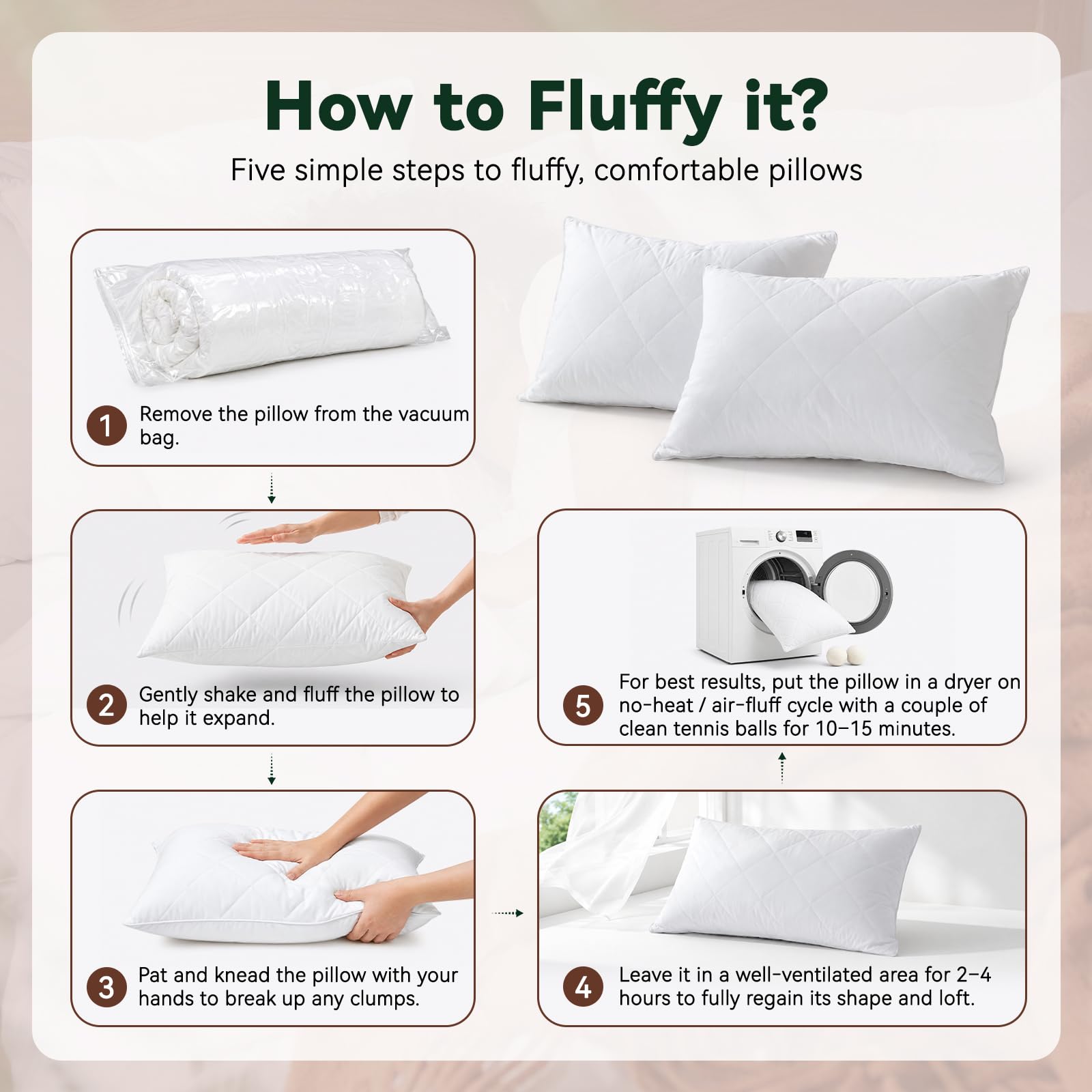 Three Geese styled bedroom scene with pillows showing aesthetic appeal and ready-to-sleep comfort