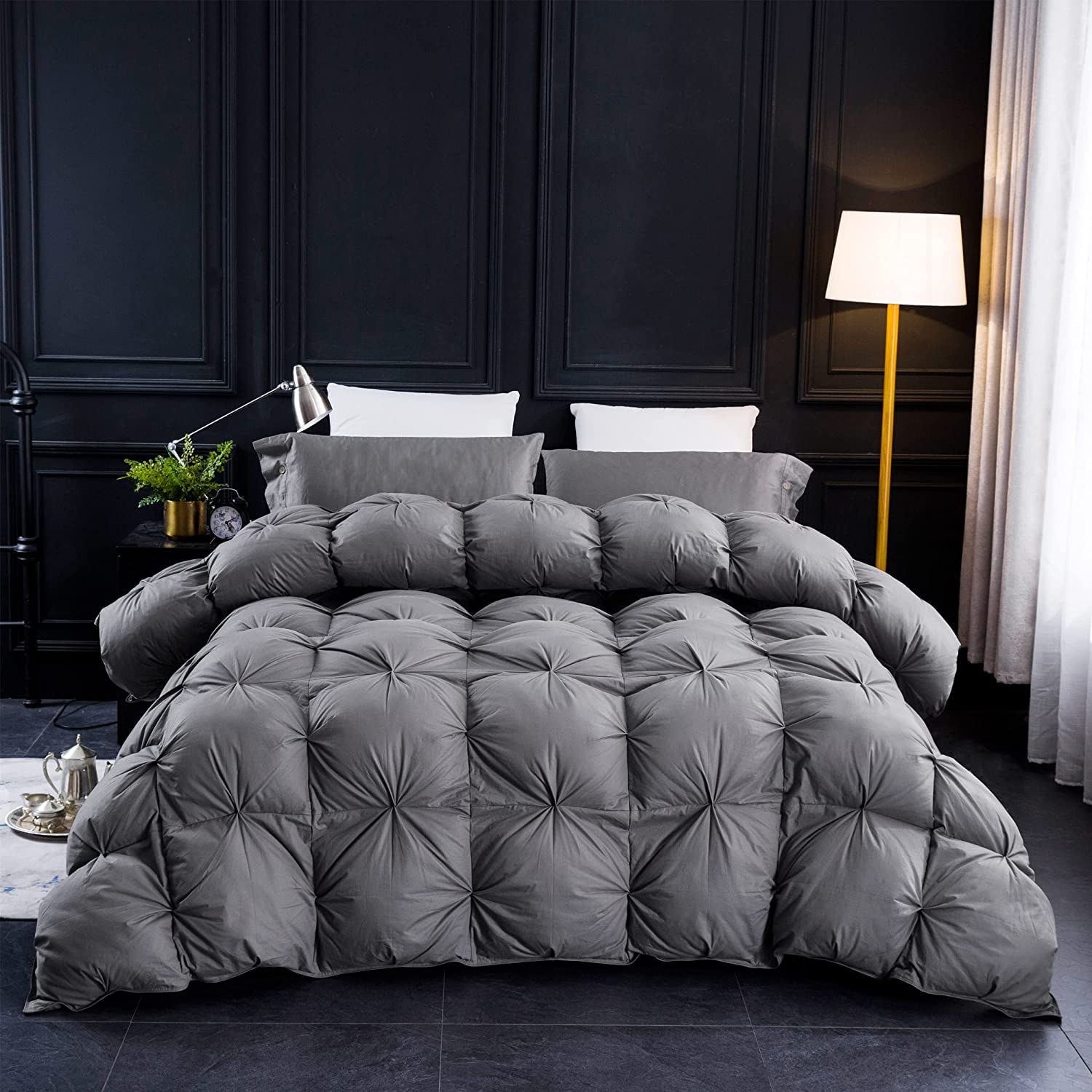 Three Geese pinch pleat detail highlighting tailored hotel-style finish