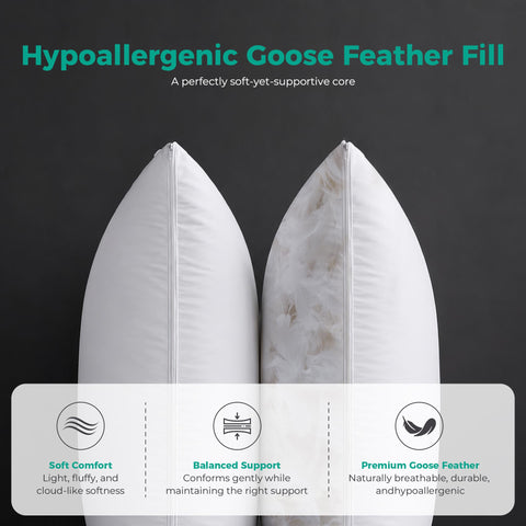 Three Geese stacked inserts illustrate adjustable loft options for sleepers
