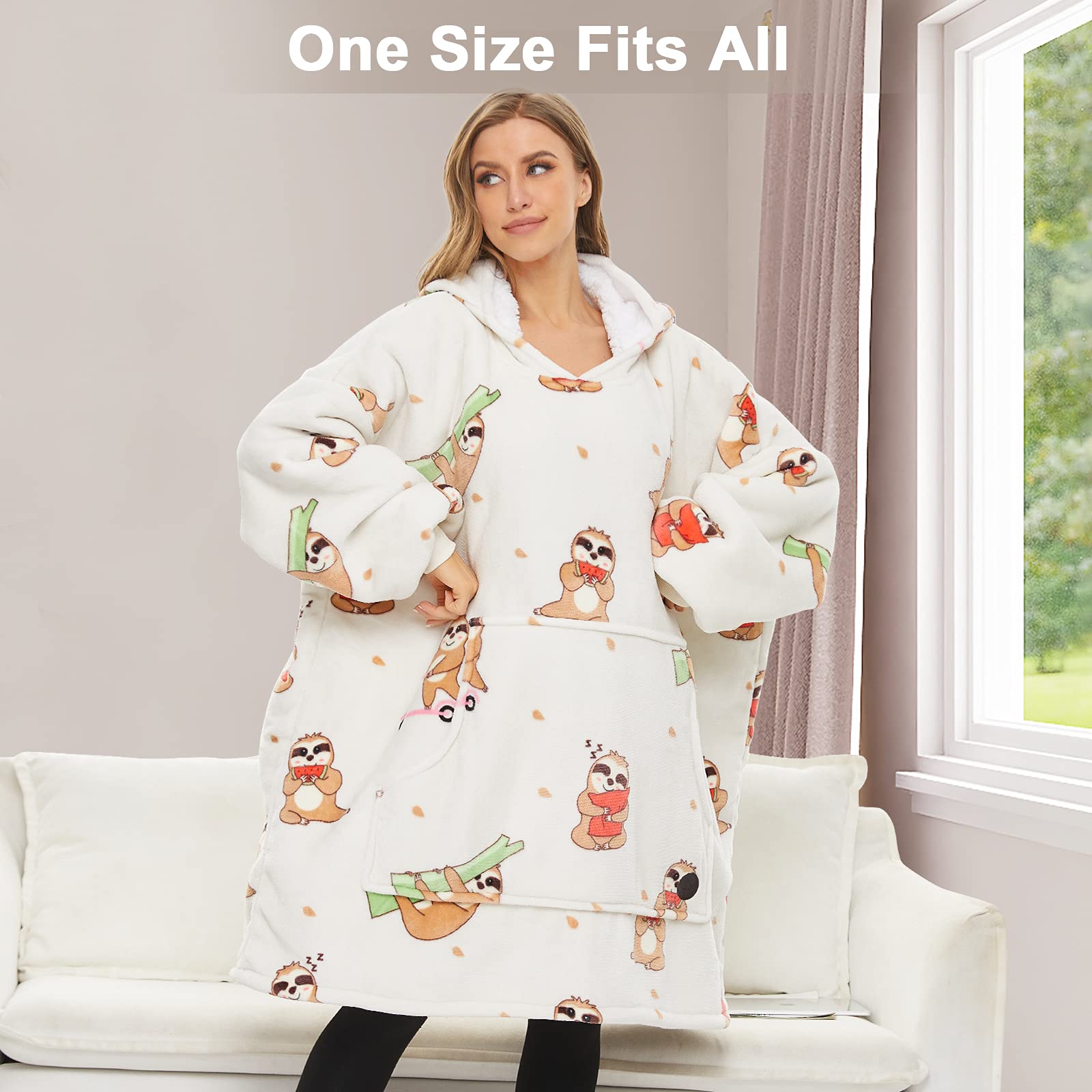 THREE POODLE hood with poodle ears close-up showing head warmth and playful style