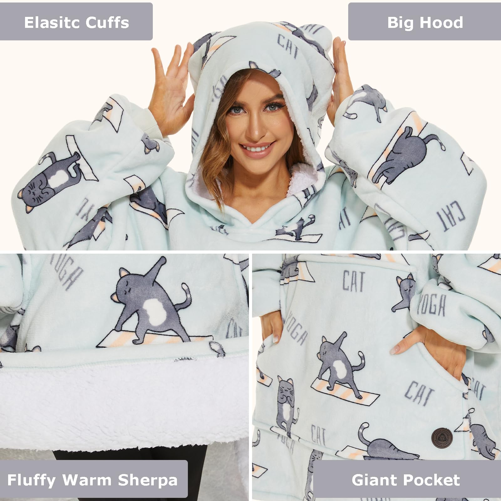 THREE POODLE hood with playful poodle ears providing head warmth and charm