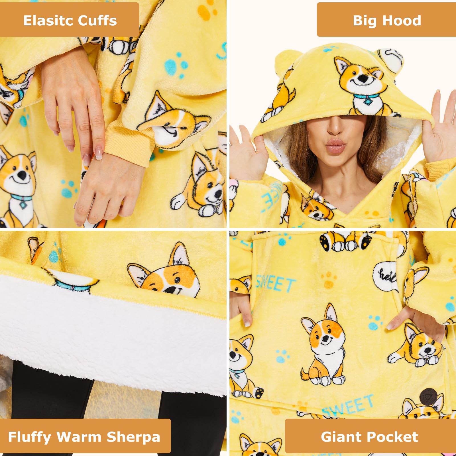 THREE POODLE hood with poodle ears providing head warmth and playful style