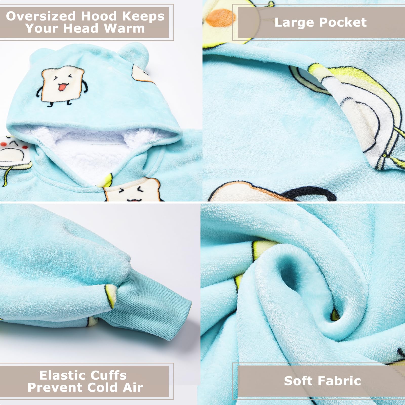 THREE POODLE hood with playful poodle ears adding charm and head warmth