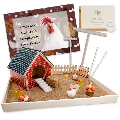 Threeheng front packaging showing boxed chicken zen garden and gift-ready presentation