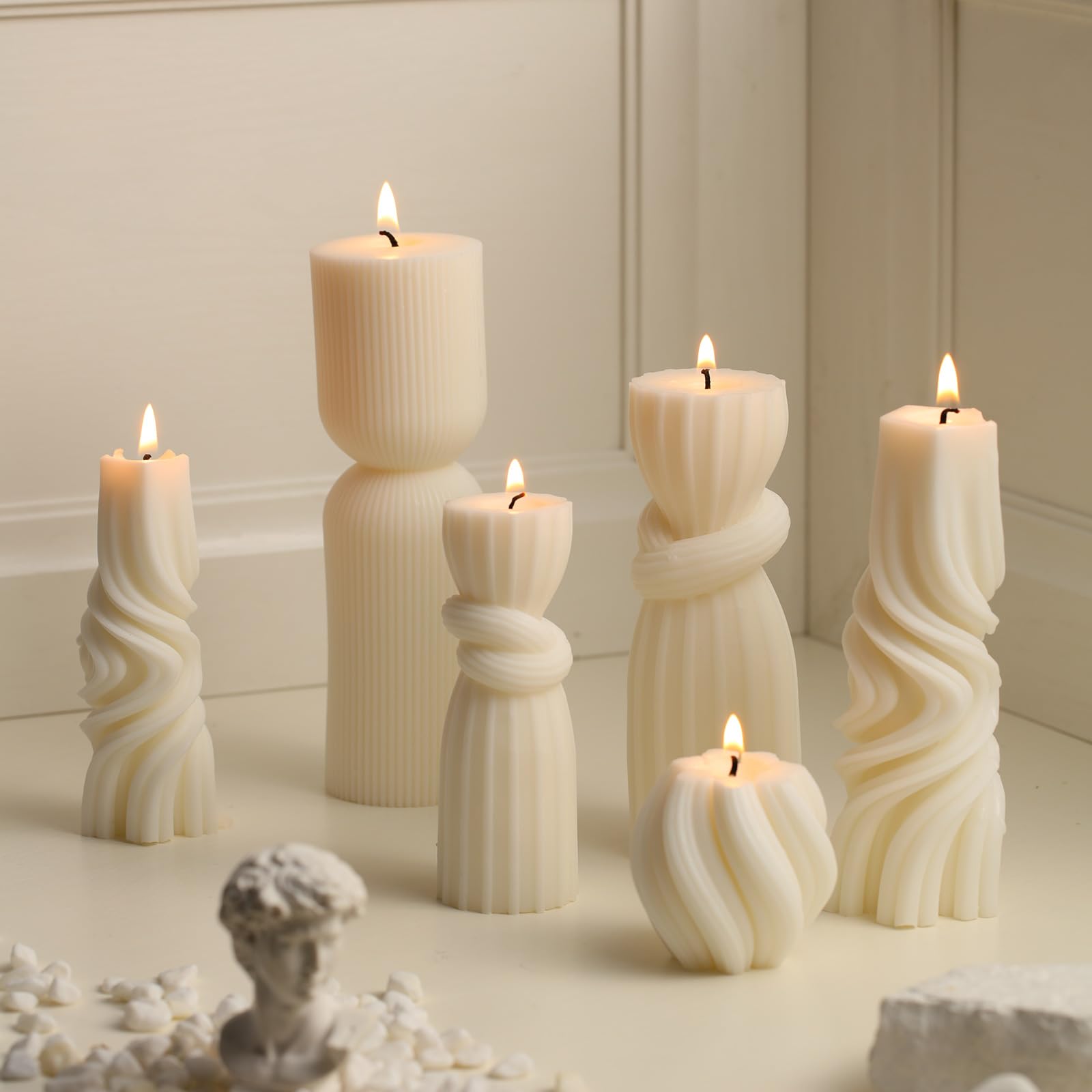 Threlaco tall ribbed pillar detail emphasizing pristine white color and sculptural design