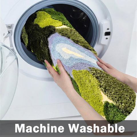 THRILRUG care label close-up highlights easy machine-washability