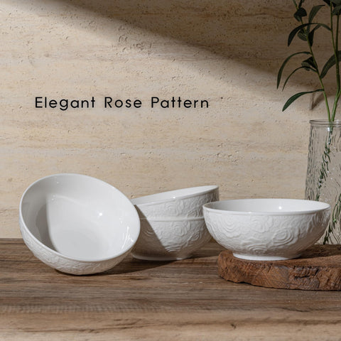 THRYVONA side profile of four bowls stacked to save cabinet space and stay organized