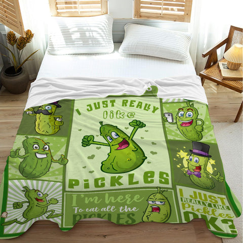 Thuswarm pickle blanket next to ruler showing 40x50-inch scale clarity