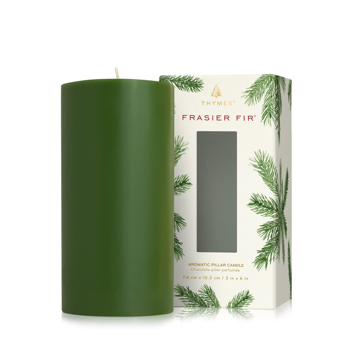 Thymes Frasier Fir front view showing green pillar and seasonal appeal