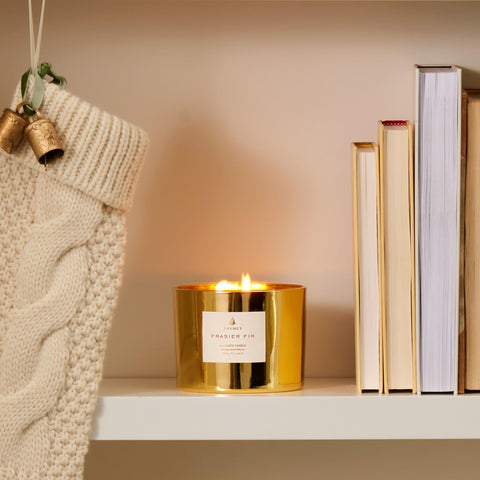 Thymes Frasier Fir label close-up displaying brand and product details