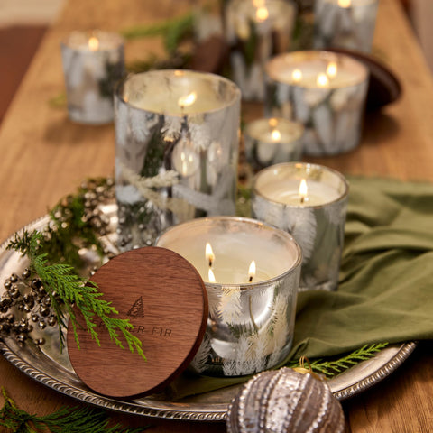 Thymes Frasier Fir packaging and label shot, highlights premium gifting